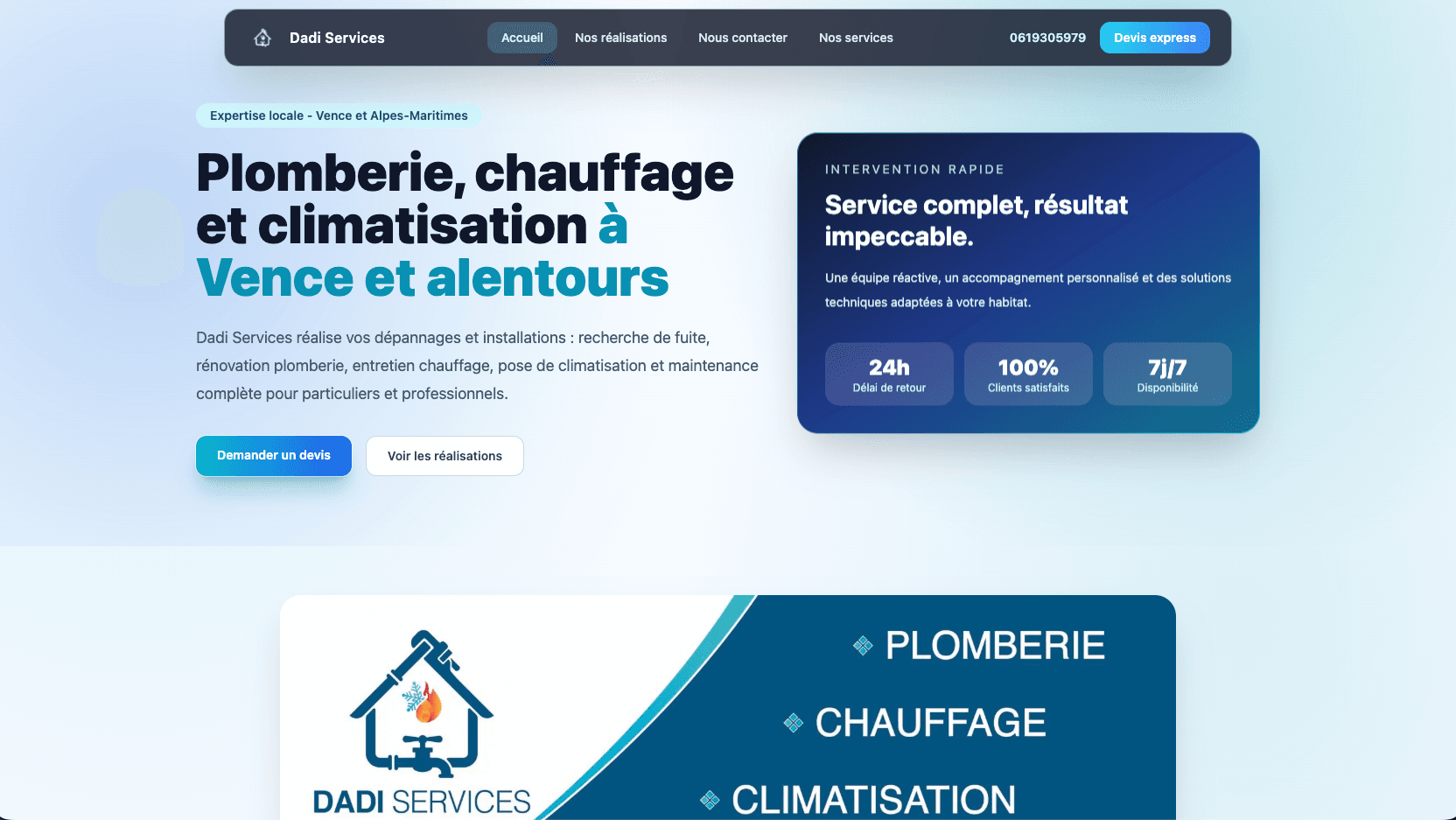 Aperçu du site vitrine — vue 3